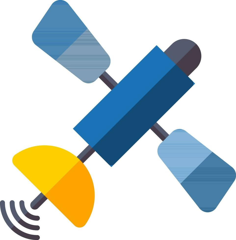 Satellite icon in blue and yellow color. vector