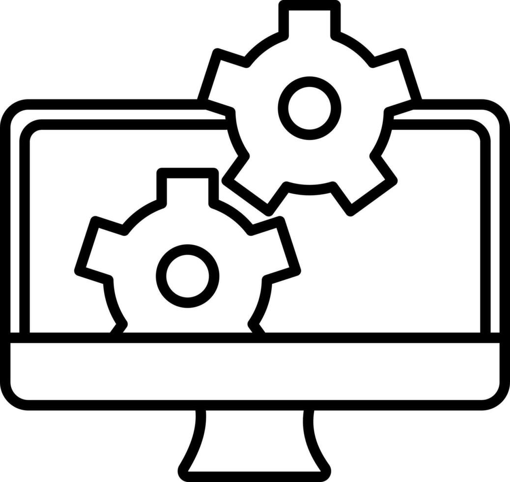 Line art Web Development or Monitor Setting icon in flat style. vector