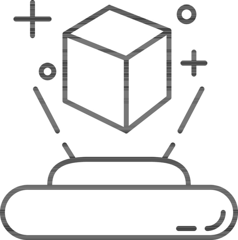 Line art Hologram cube icon in flat style. vector