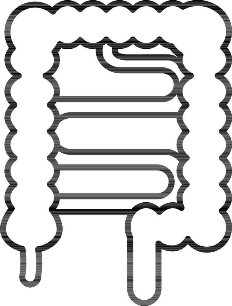 Line Art Illustration of Intestine Icon. vector