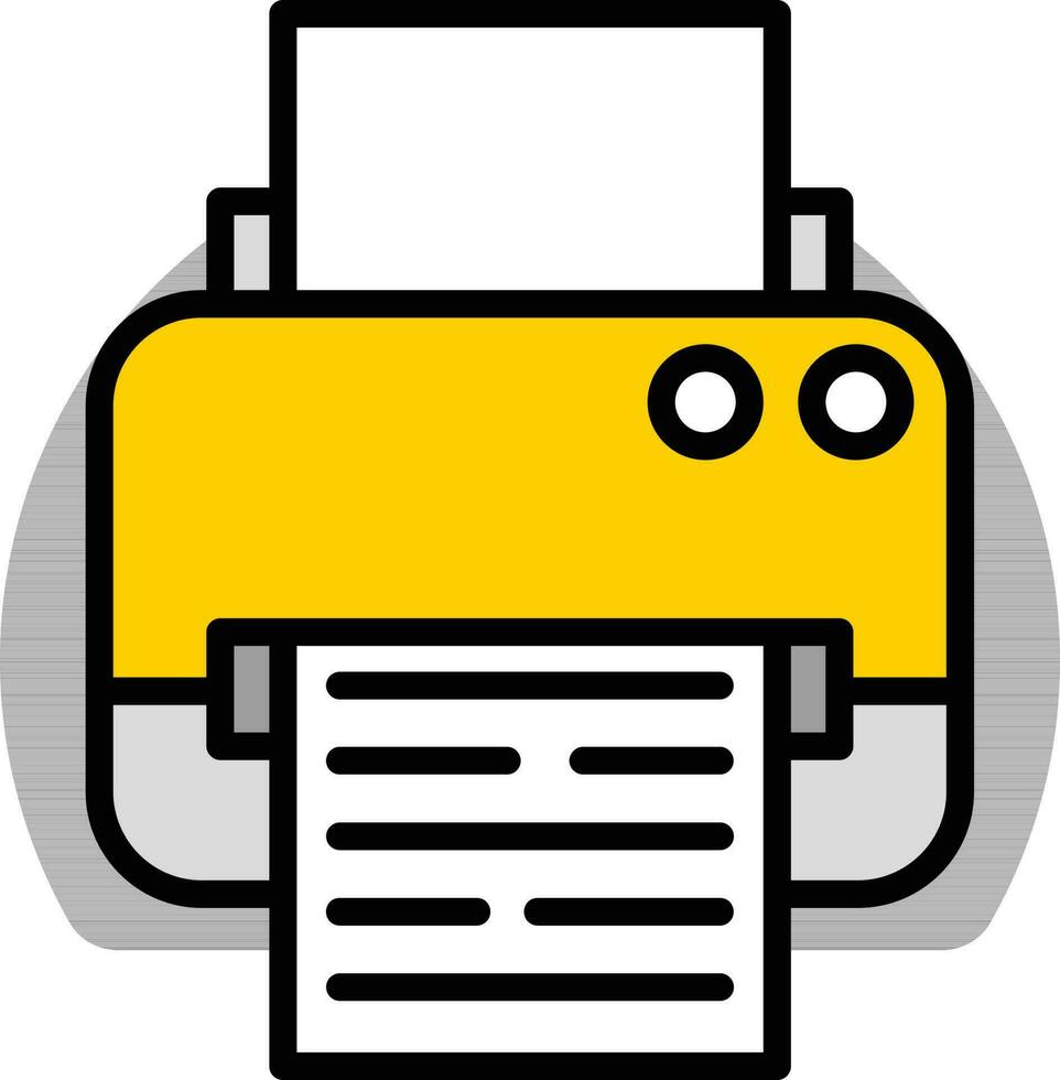 Isolated Printer icon in yellow and white color. vector