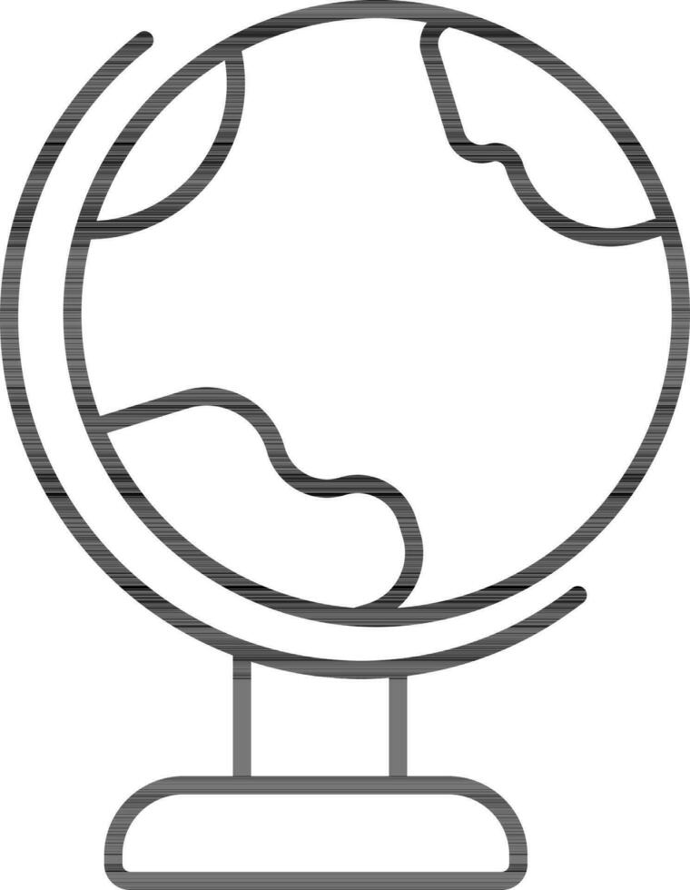 Earth globe stand icon in black outline. vector