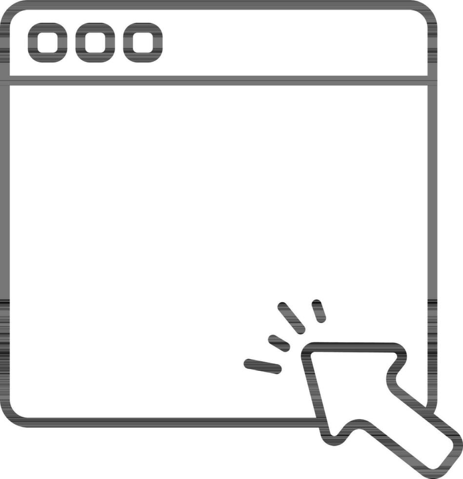 Illustration of Cursor arrow on web page thin line icon. vector