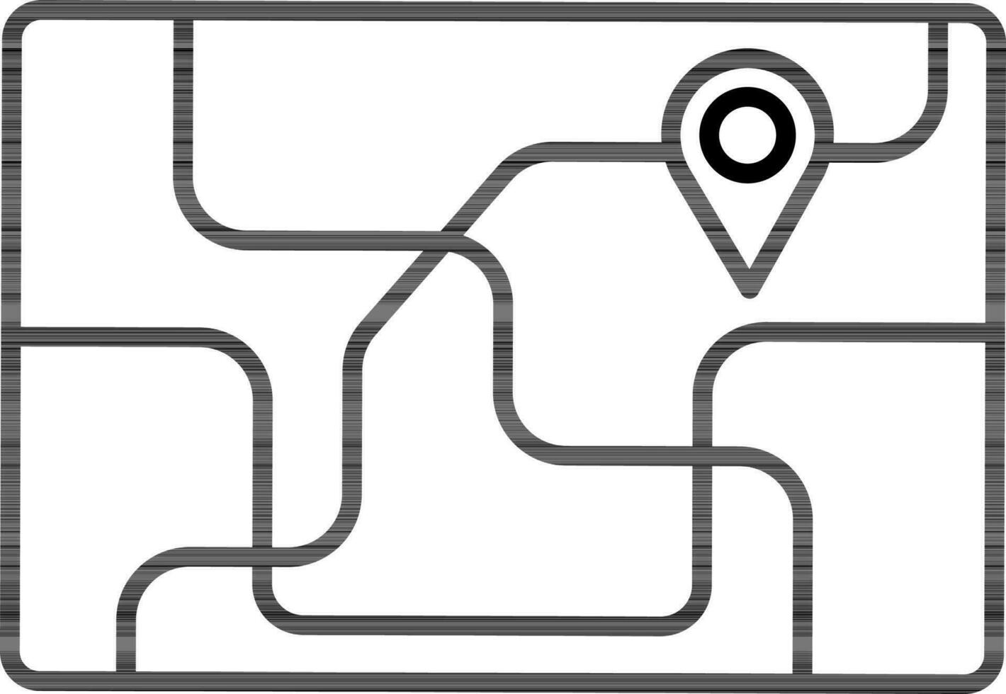 Map Navigation Icon in Black Line Art. vector