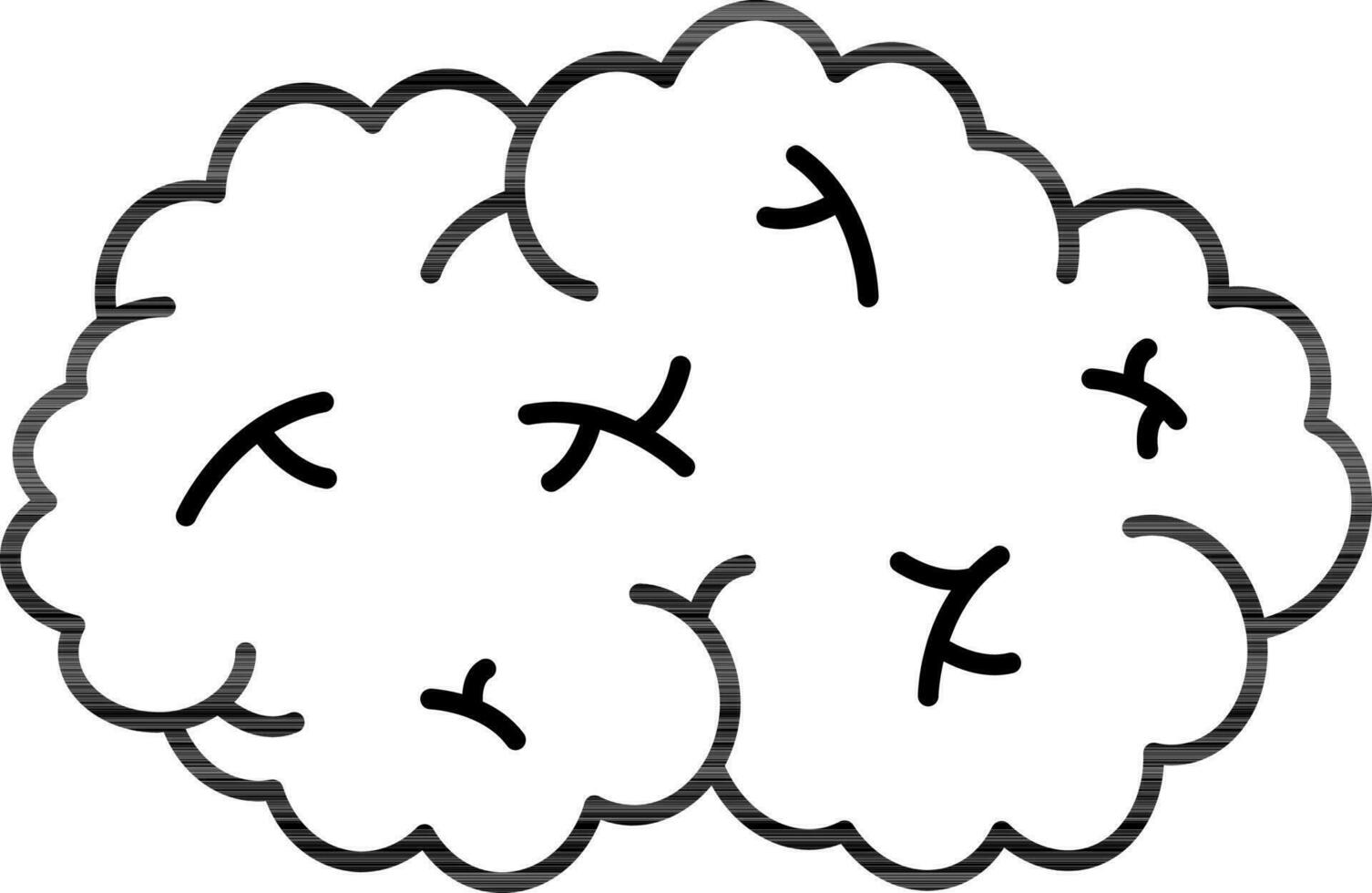 Black Line Art Illustration of Brain Icon. vector