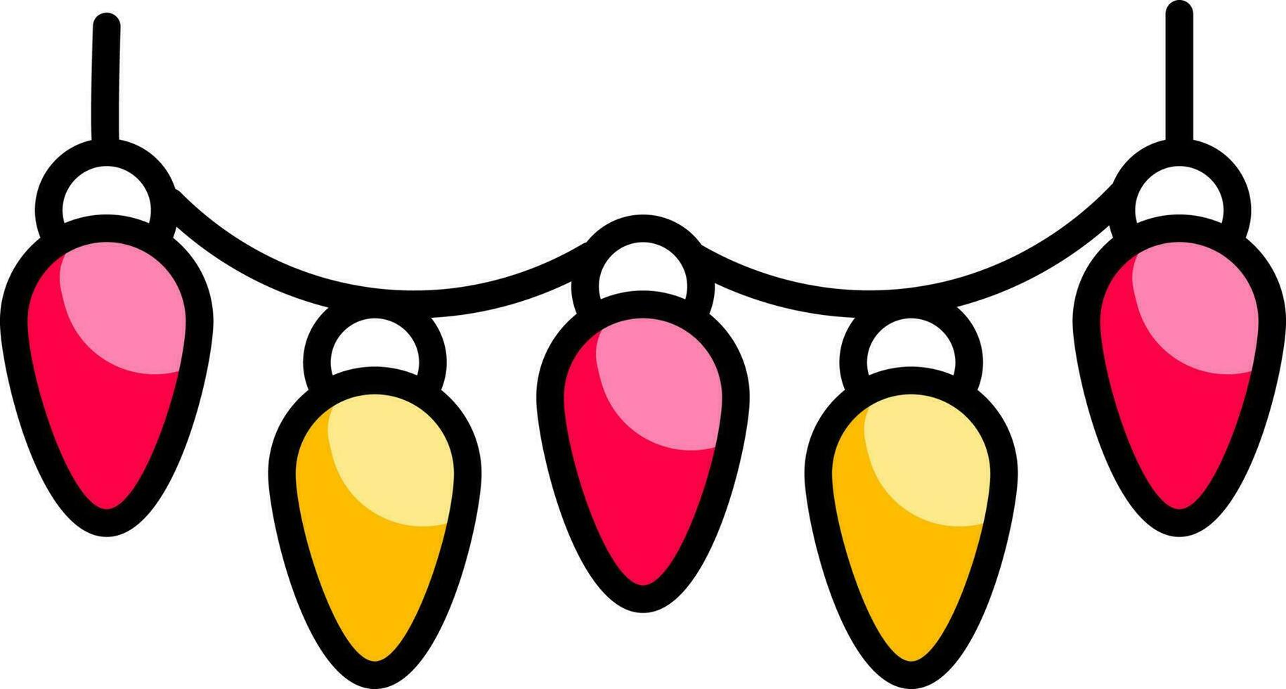 Pink and Yellow lighting garland icon or symbol. vector