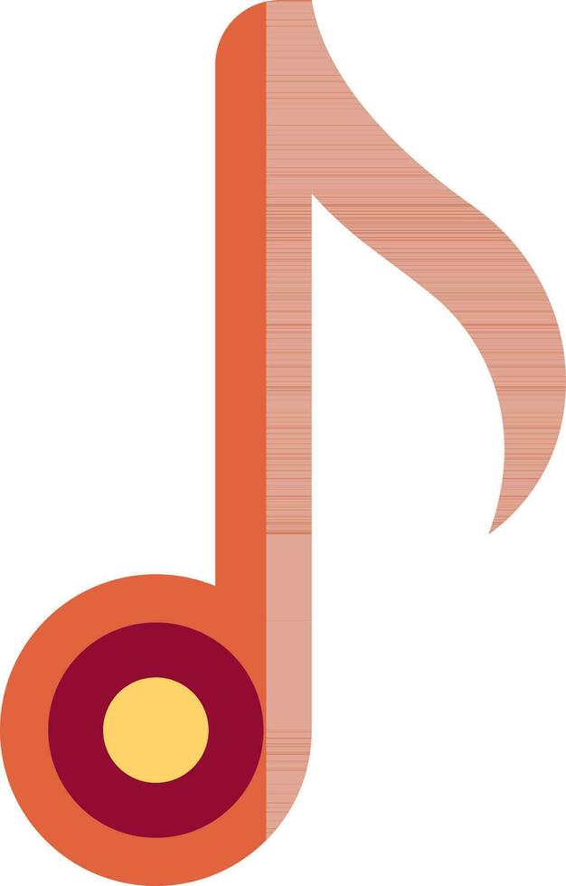 naranja música Nota icono en plano estilo. vector