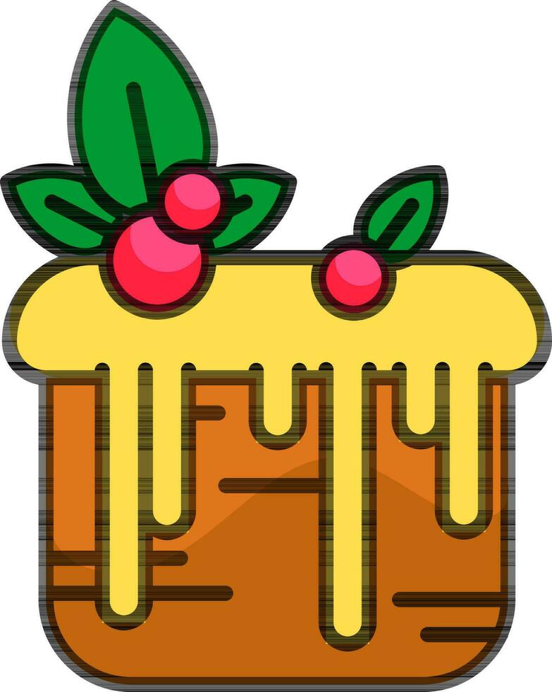 Beautiful Cherries Decorated Cake icon in flat style. vector