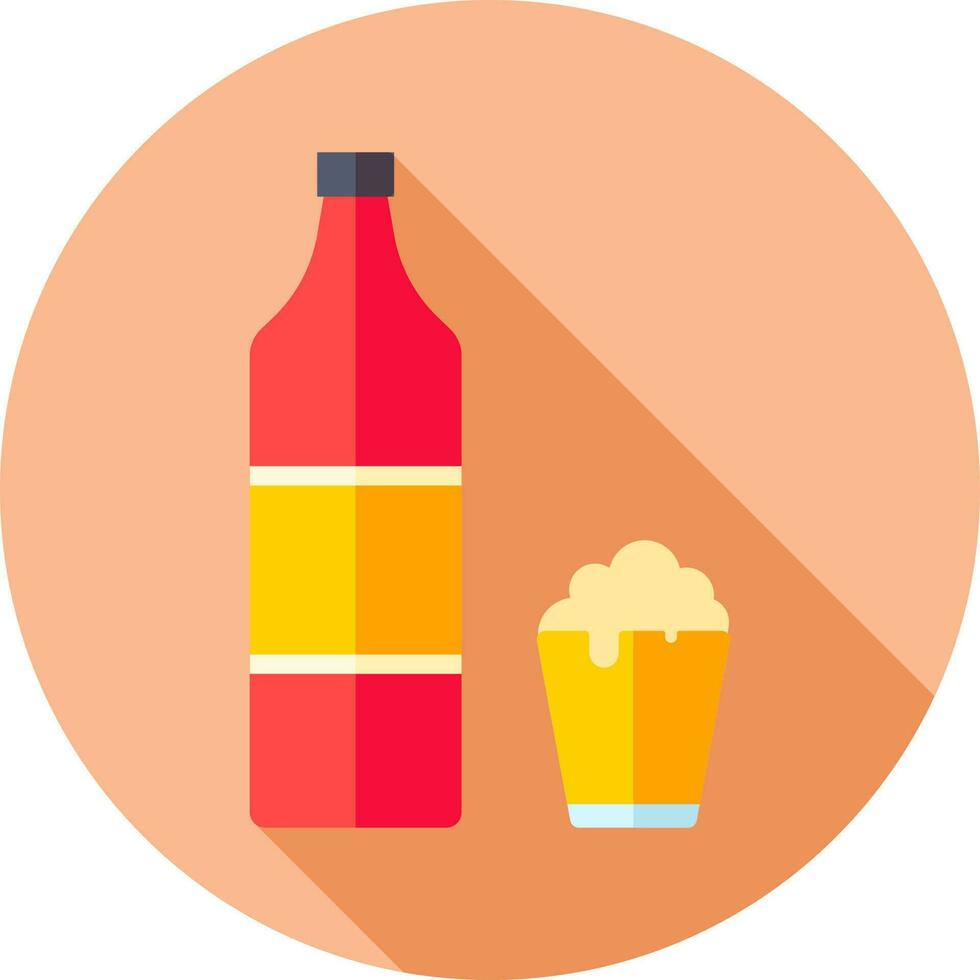 Drink bottle and glass icon in flat style. vector