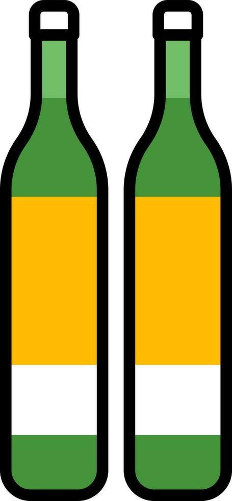 Drink bottles icon in green and yellow color. vector