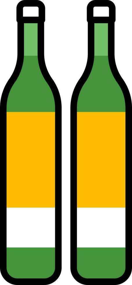 bebida botellas icono en verde y amarillo color. vector