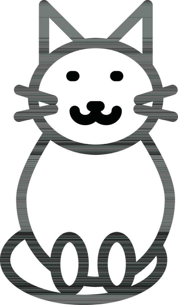 Cat cartoon icon in thin line art. vector