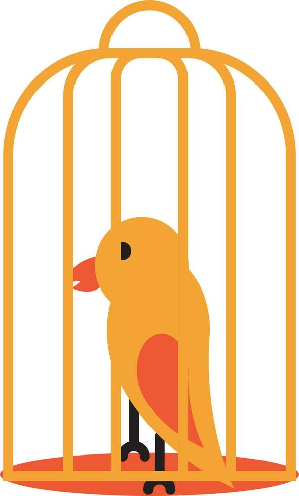 Flat style Parrot in cage icon or symbol. vector