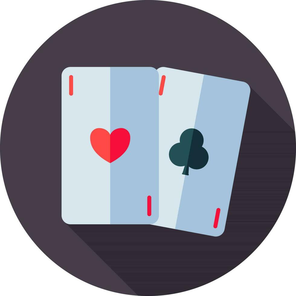 Playing cards icon on purple circle background. vector