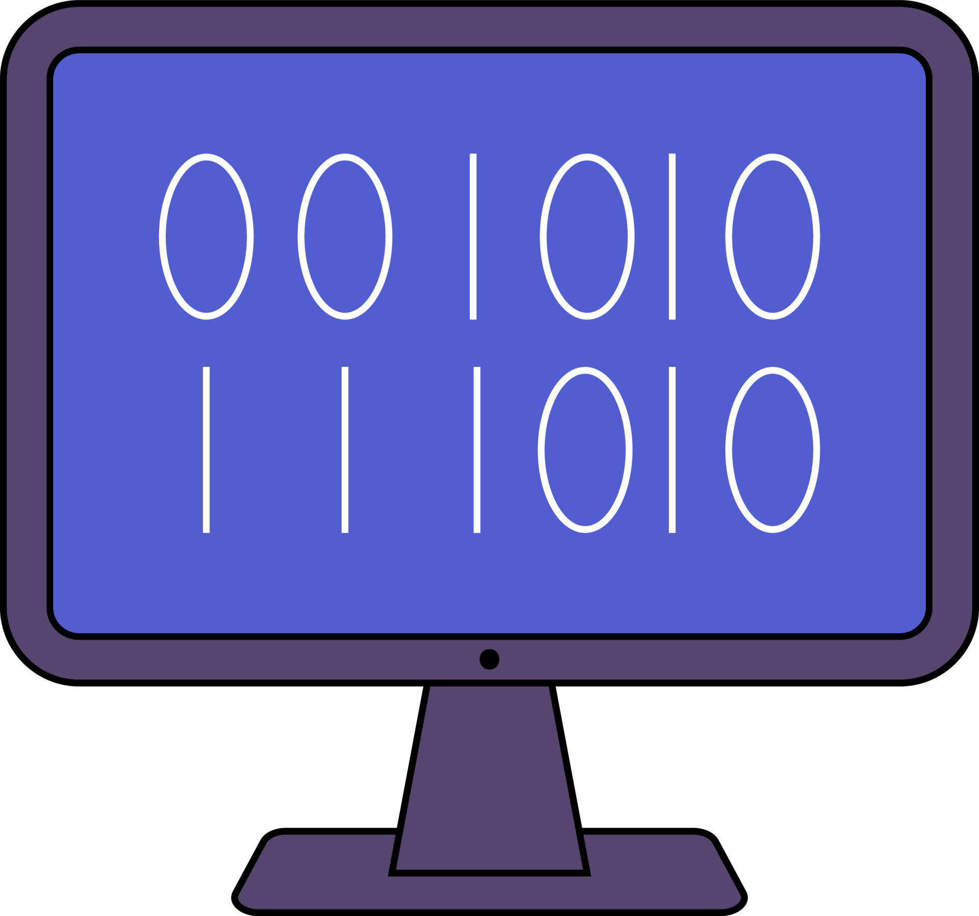 Flat Style Binary Code in Computer Screen. 24368078 Vector Art at Vecteezy