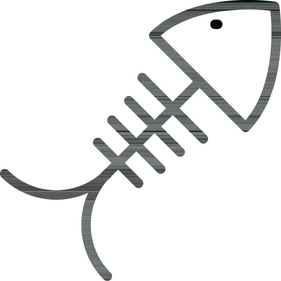 Line art Fish skeleton icon in flat style. vector