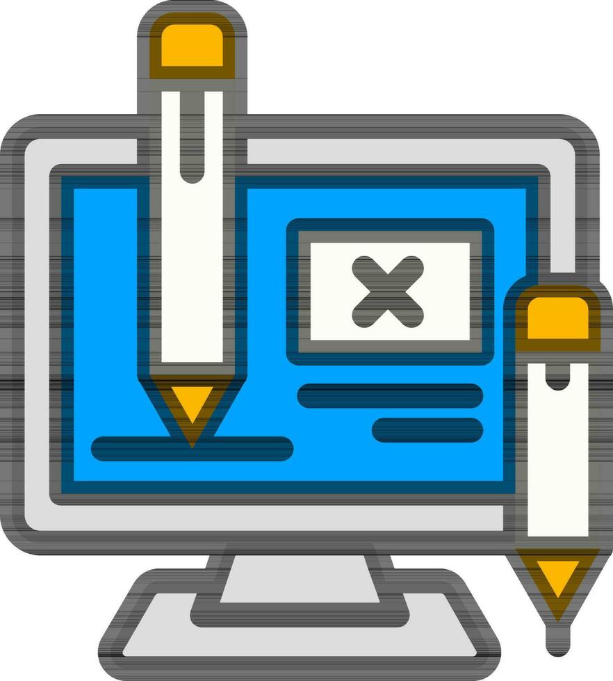 Vector illustration of Pencil Tool in Computer Screen.