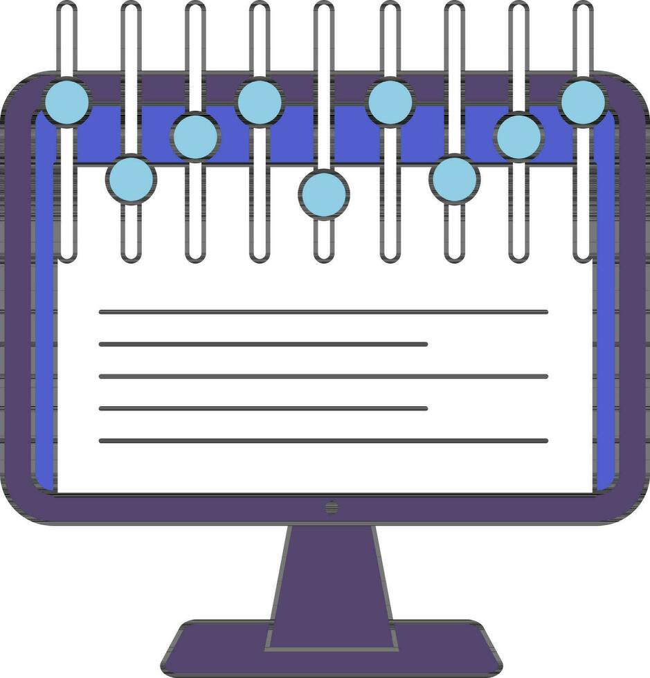 Flat Style Slider on Computer Screen icon. vector