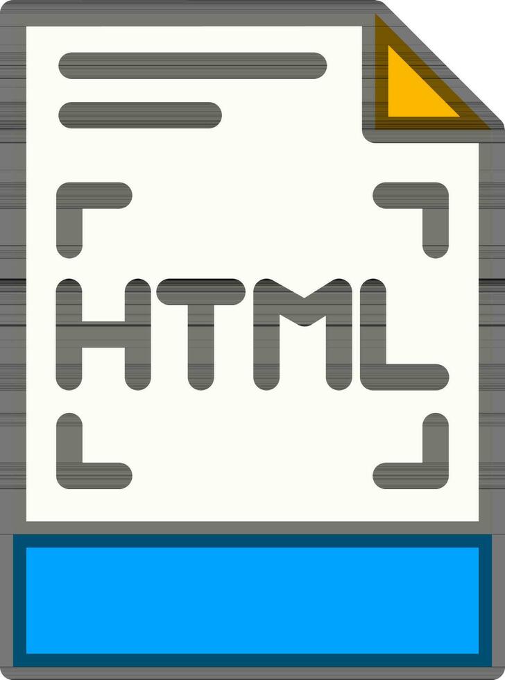 HTML File icon in Blue and White Color. vector