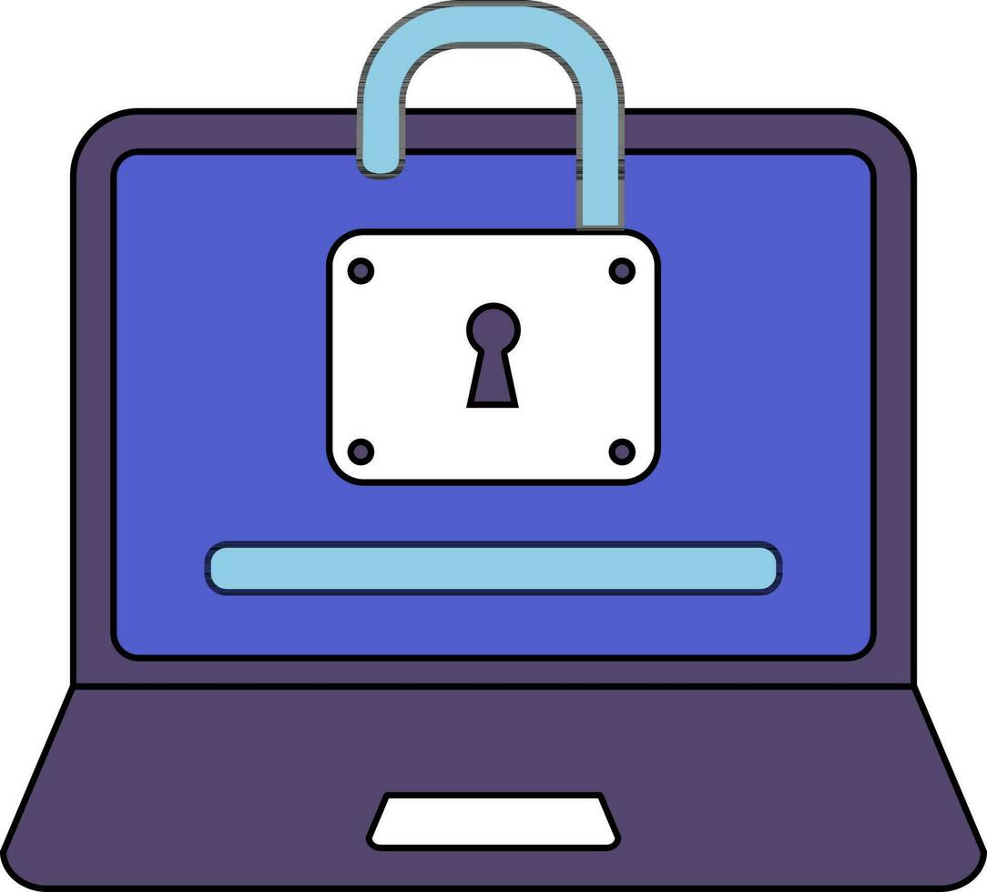 Unlock Laptop icon in purple and blue color. vector