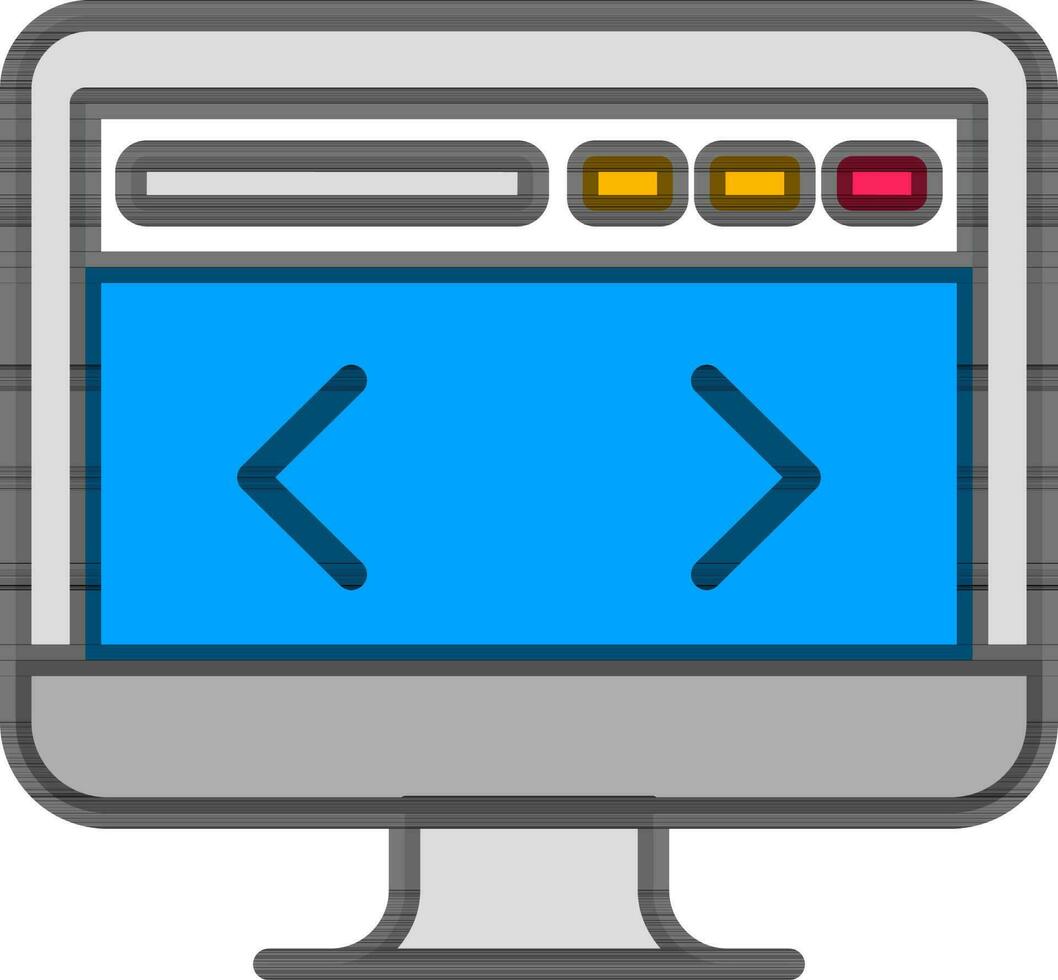Flat Style Web Coding Page in Computer Screen Icon. vector