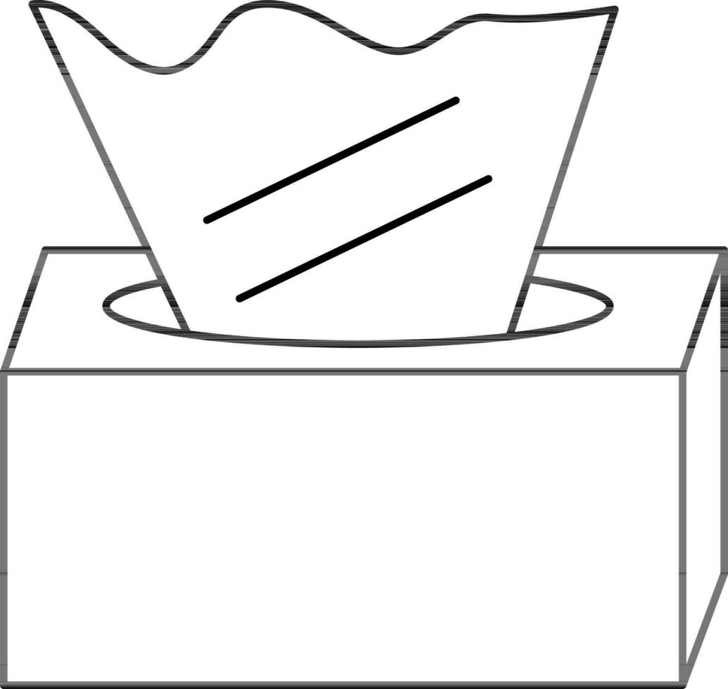 Tissue Box Icon or Symbol in Black Line Art. vector