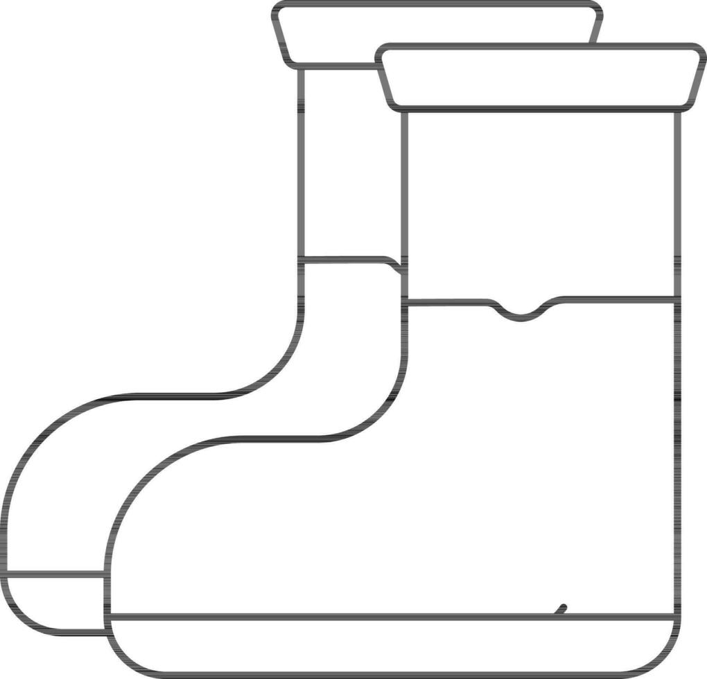 Flat Style Boots Icon in Black Line Art. vector