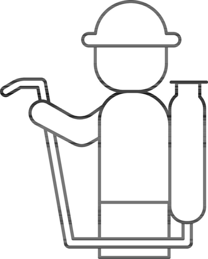 Disinfectant Man with Backpack Sprayer Icon. vector