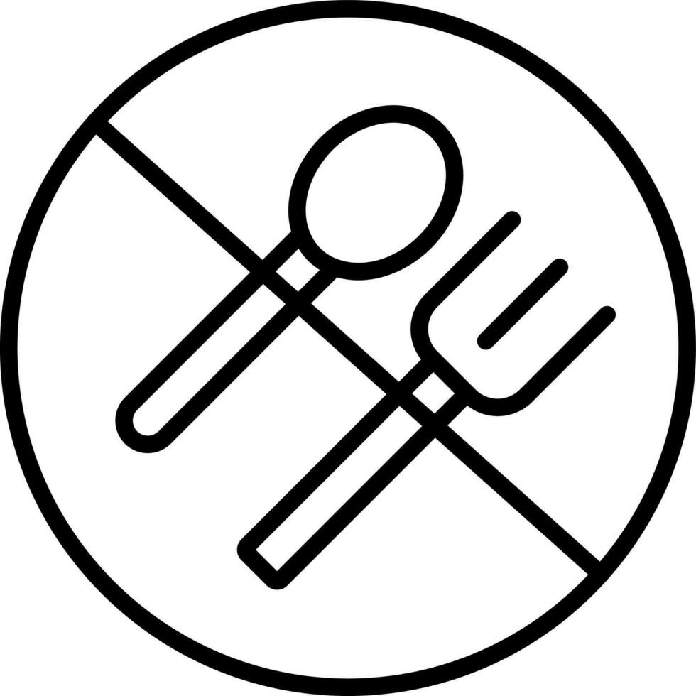 No eating allowed icon in thin line art. vector