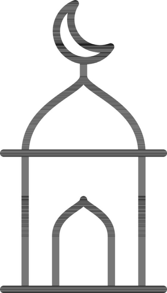 Line art Mosque icon in flat style. vector