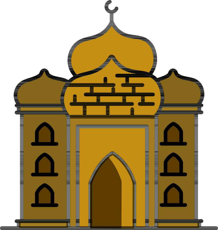 ilustración de mezquita icono en marrón color. vector