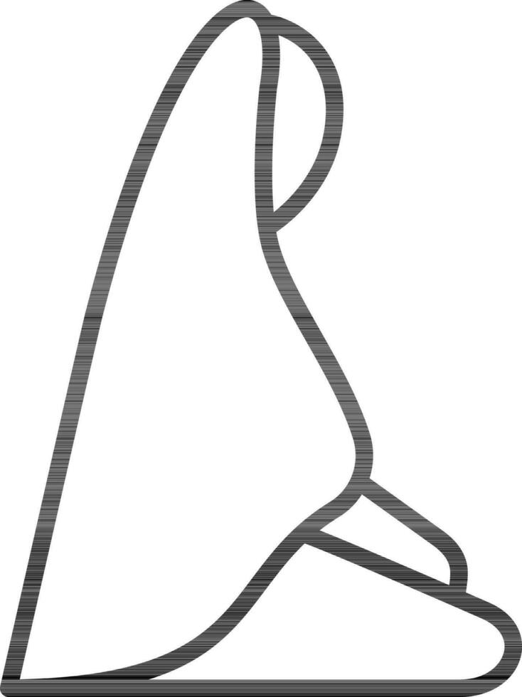 Line art illustration of Muslim woman praying in sitting pose. vector