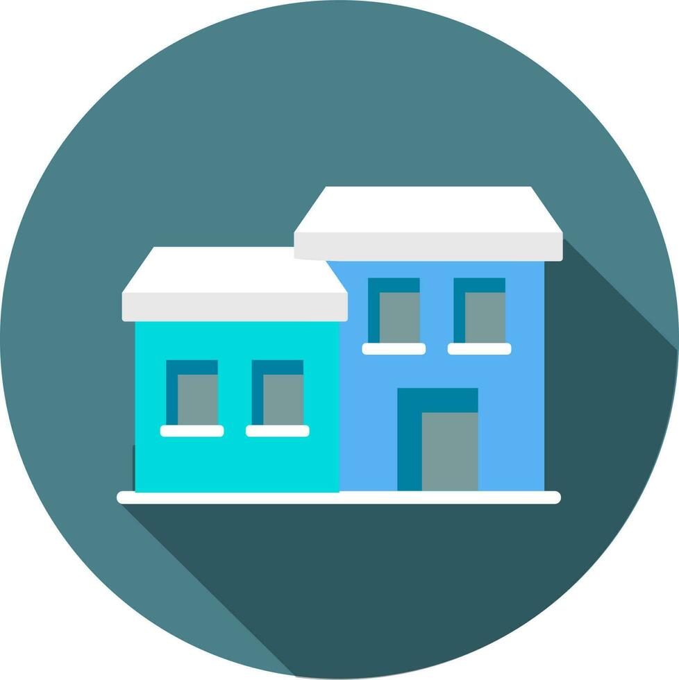 Flat style Building icon in blue and white color. vector
