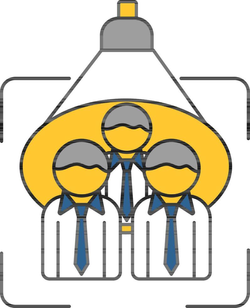 Spotlight on Man Group or Team icon in flat style. vector