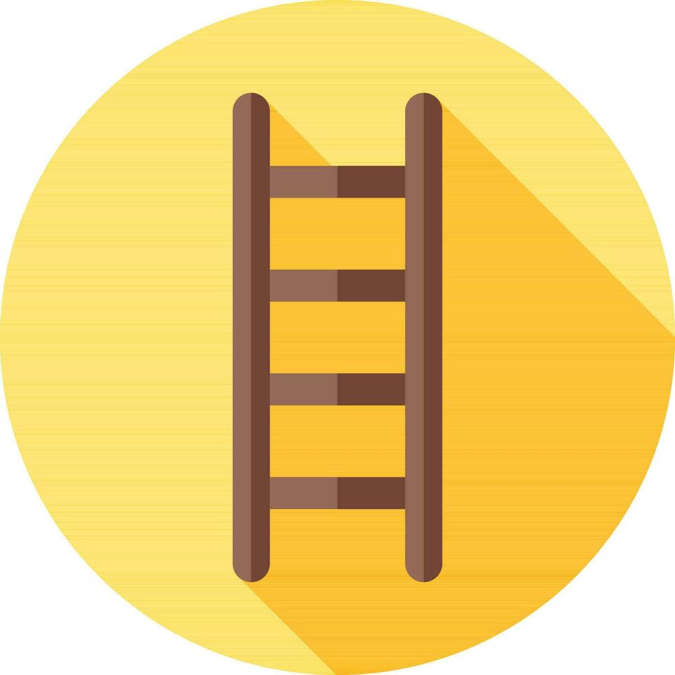 Brown Ladder icon on yellow round background. vector