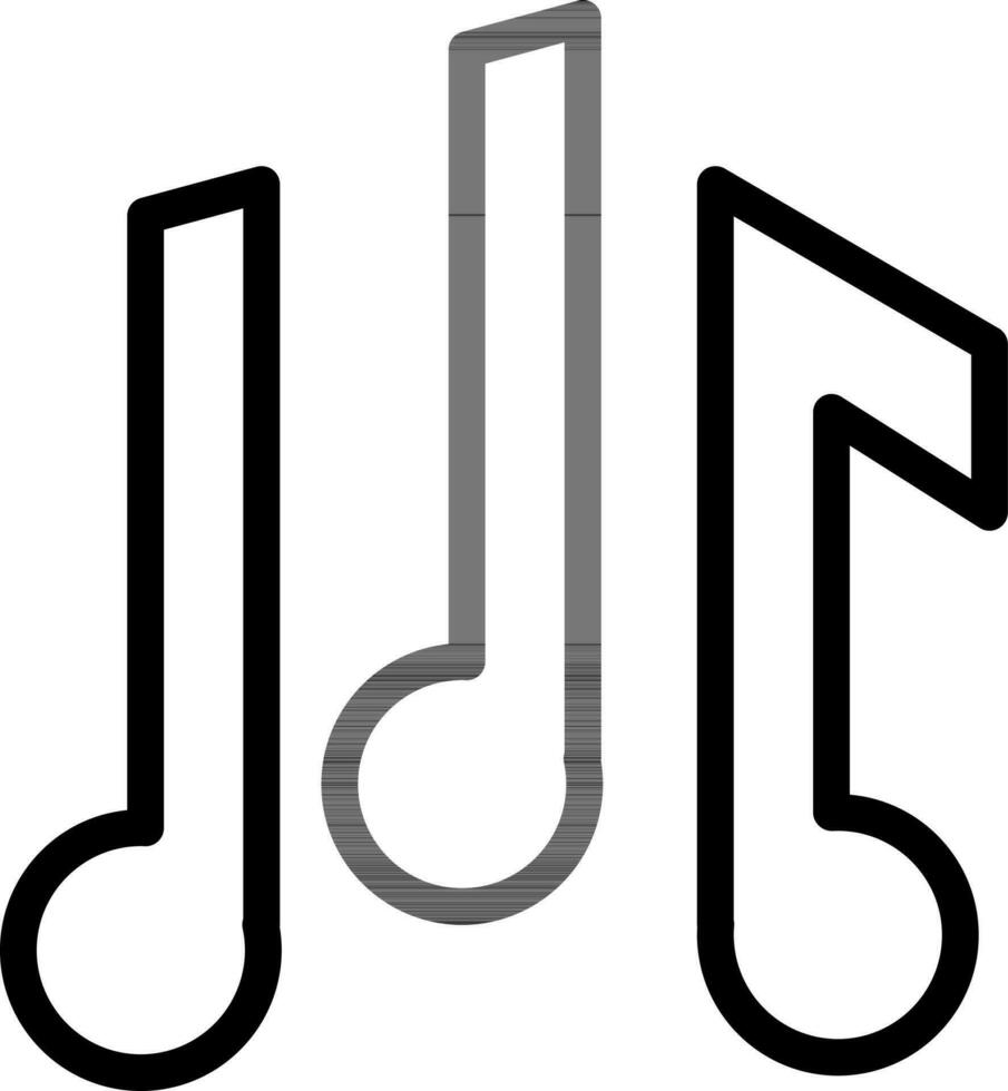Line art Music notes icon in flat style. vector