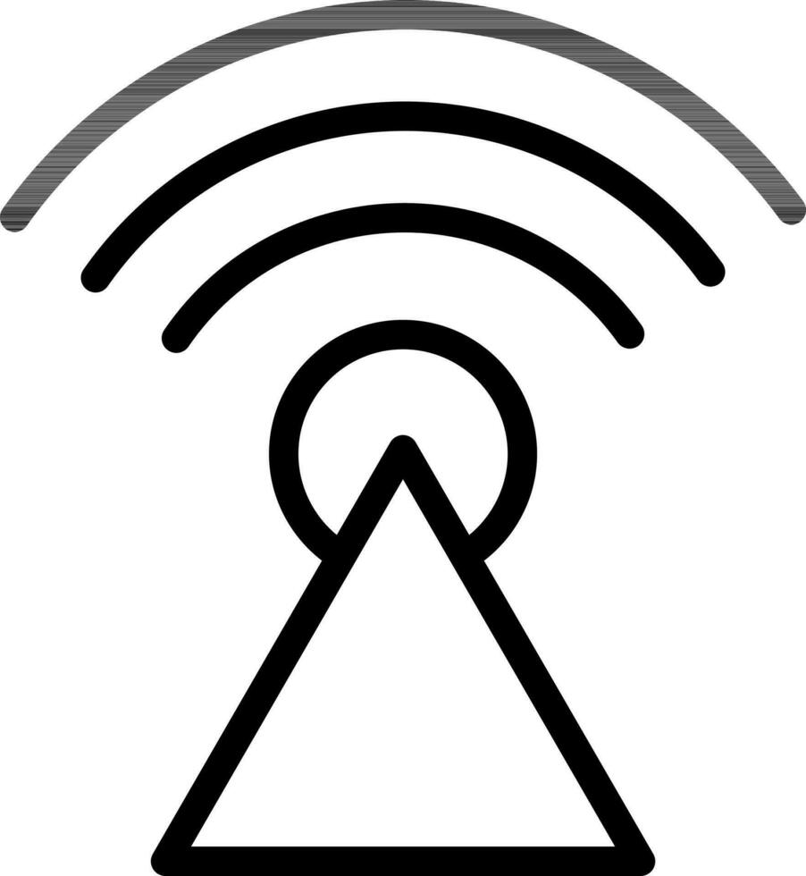 Illustration of Wifi on icon in thin line art. vector