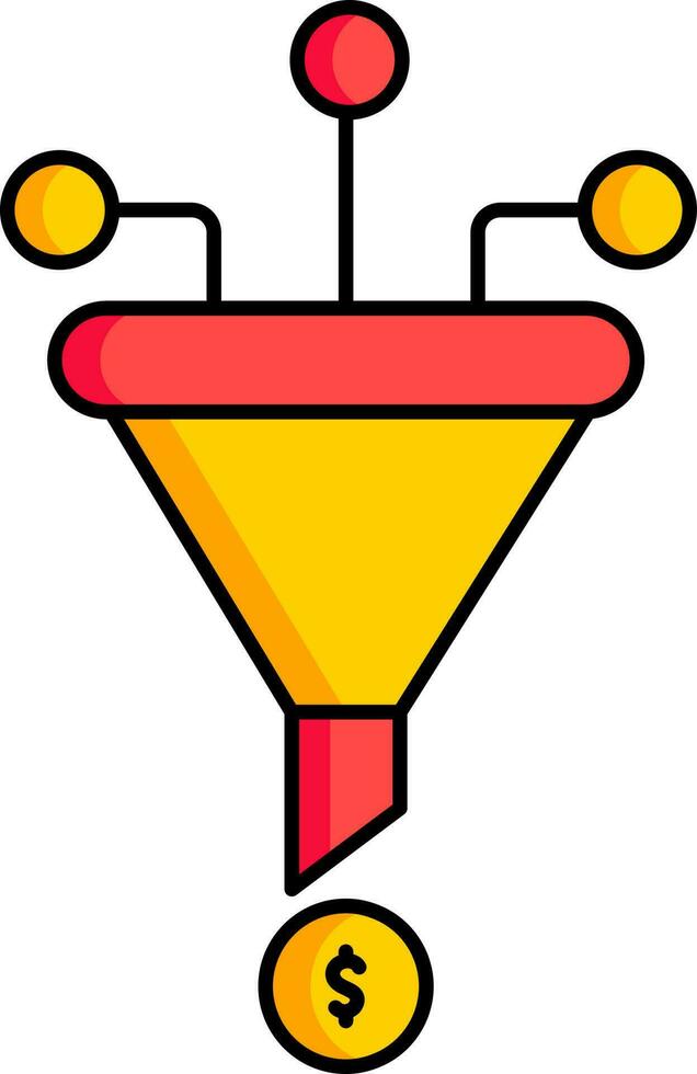 Money filter icon in red and yellow color. vector