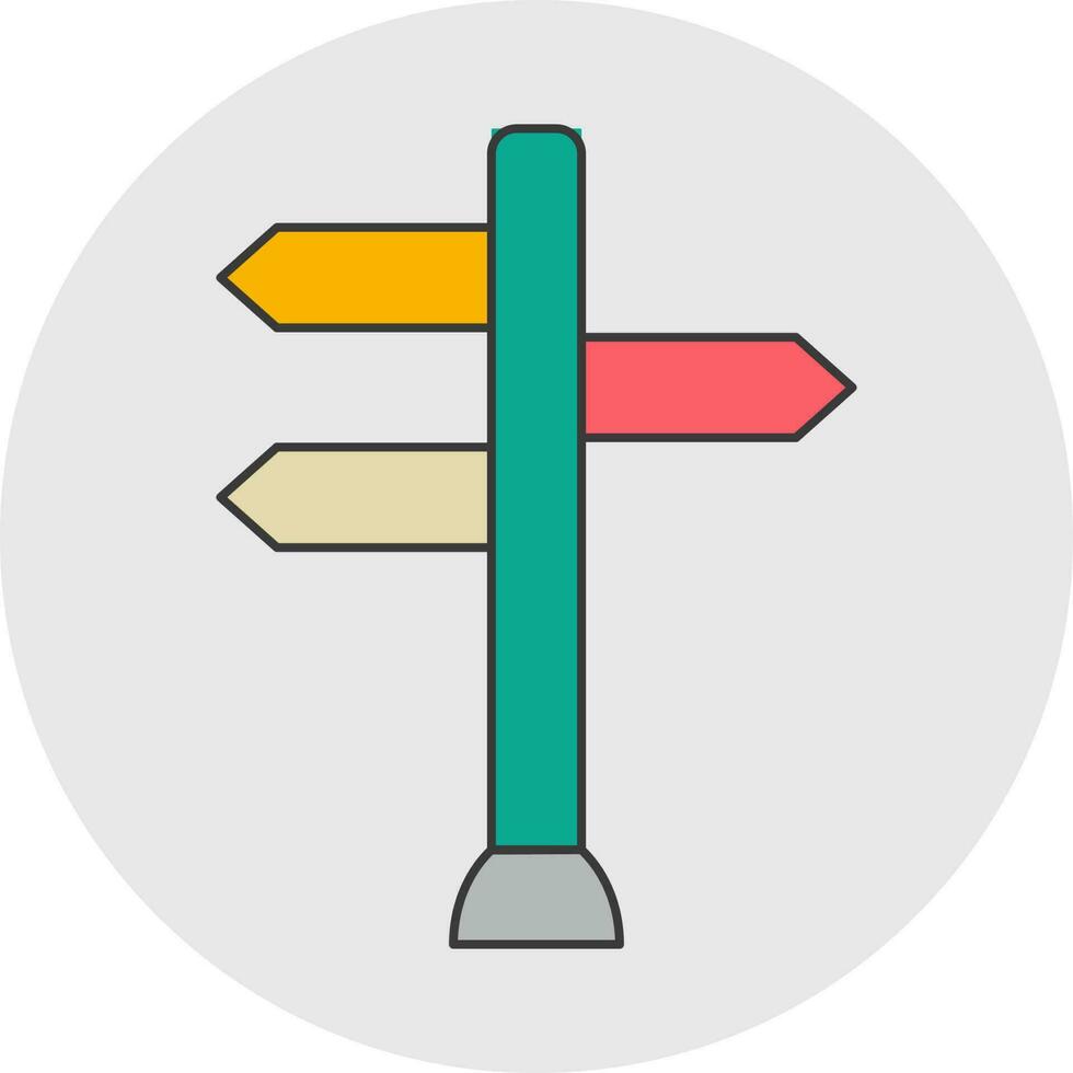 Colorful Direction Board icon in flat style. vector