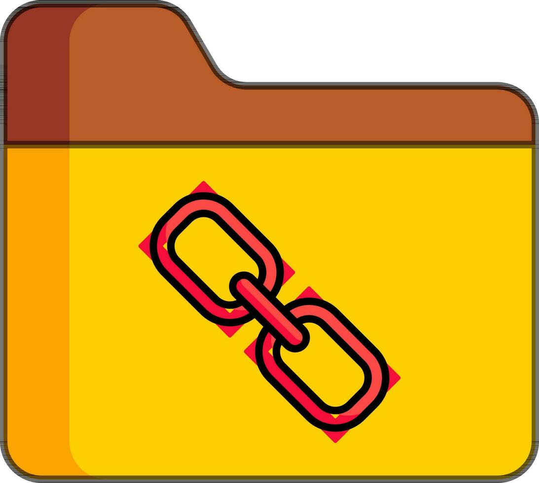 Link folder icon in yellow and red color. vector