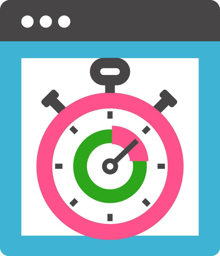 Stopwatch on web page icon in flat style. vector