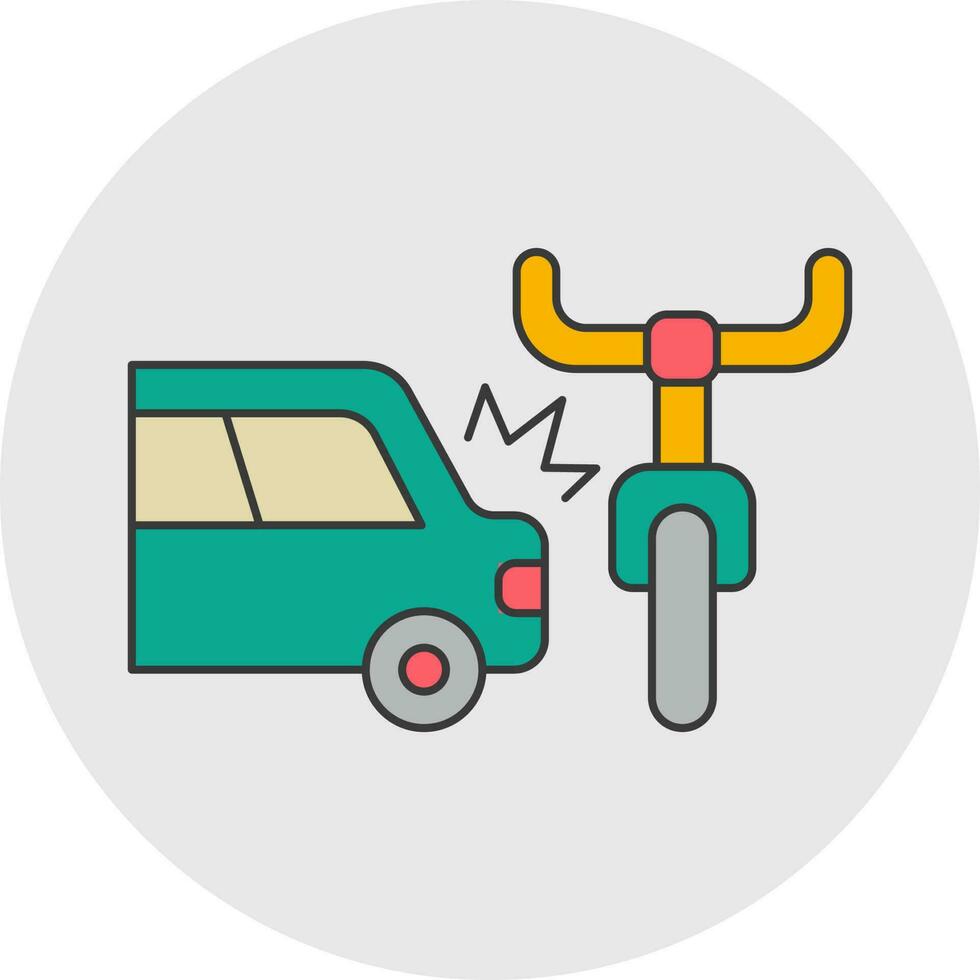 Car and Scooter Accident icon in green and yellow color. vector
