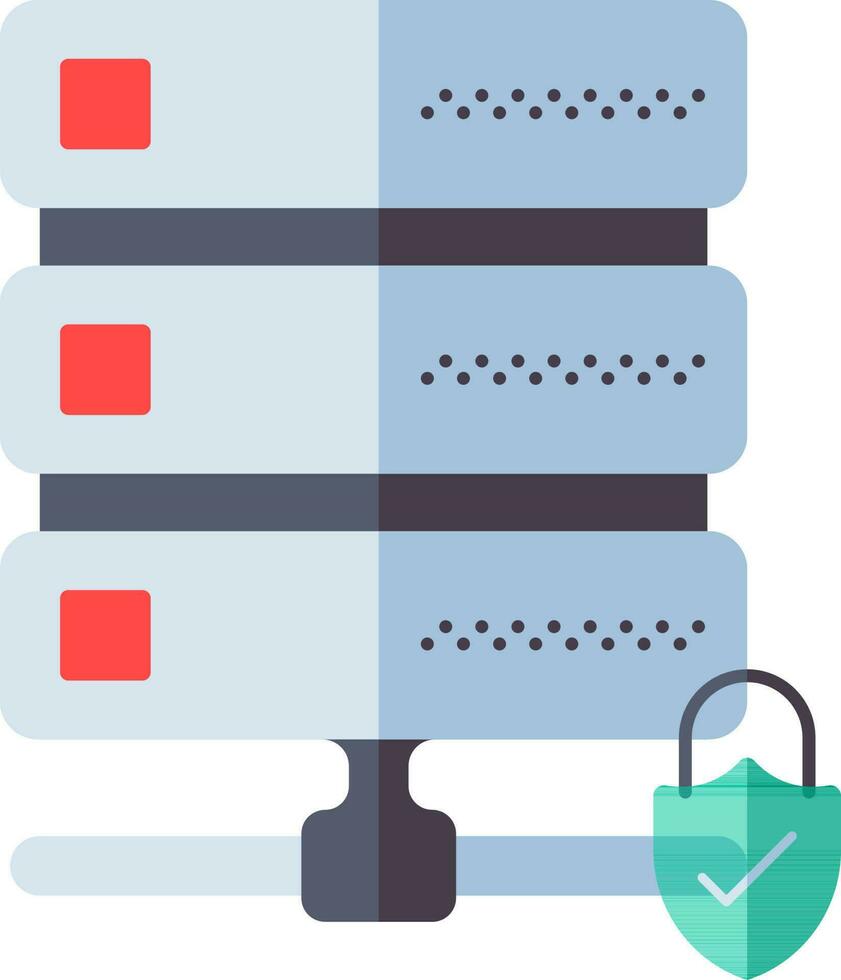 Confirm server lock icon in blue and red color. vector