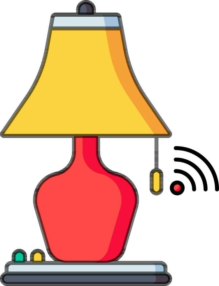 Wifi connected Table Lamp icon in yellow and red color. vector