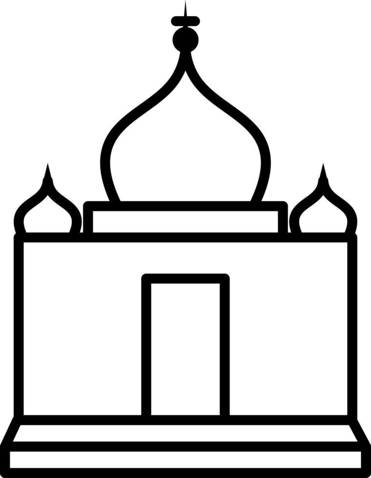 Black outline Gurudwara icon in flat style. vector