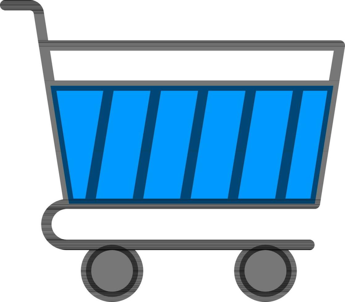 Shopping Cart Icon in Blue and White Color. vector