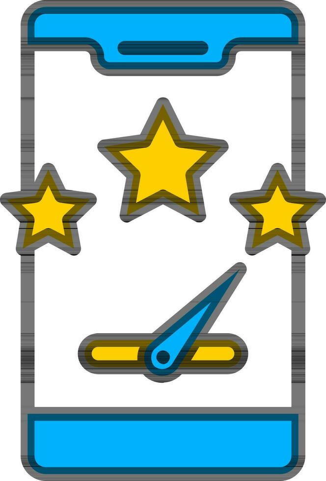 Yellow Star Rating SpeedoMeter in Smartphone Screen Icon or Symbol. vector