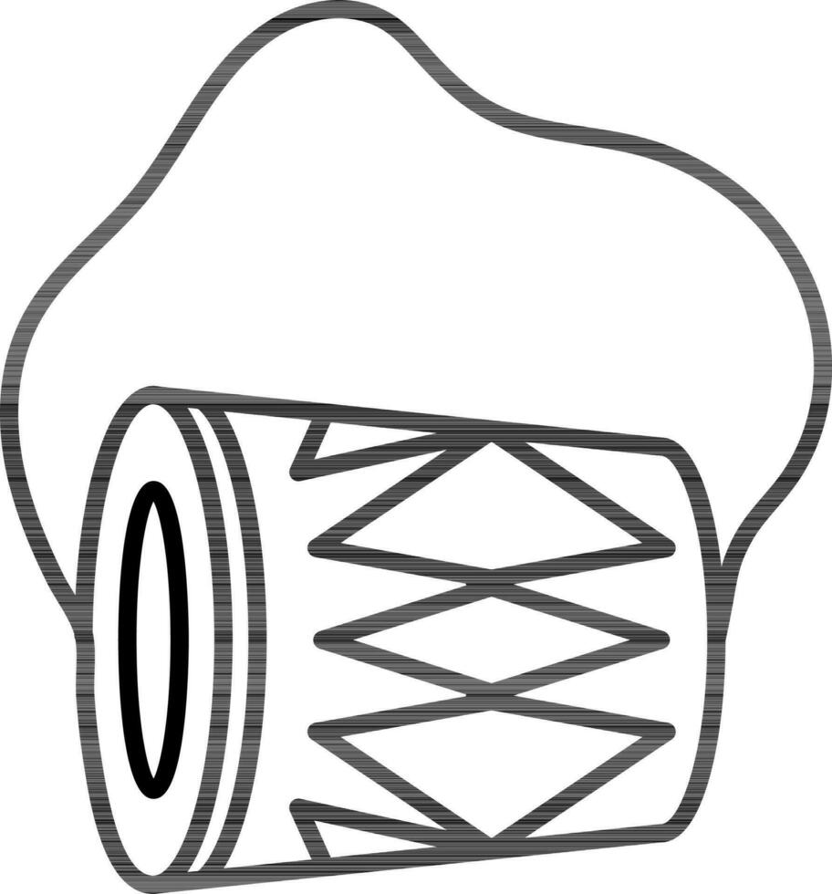 Black line art illustration of Dhol icon. vector