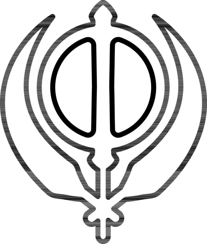 Line art Khanda icon in flat style. vector