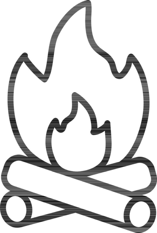 Line art illustration of Bonfire icon. vector
